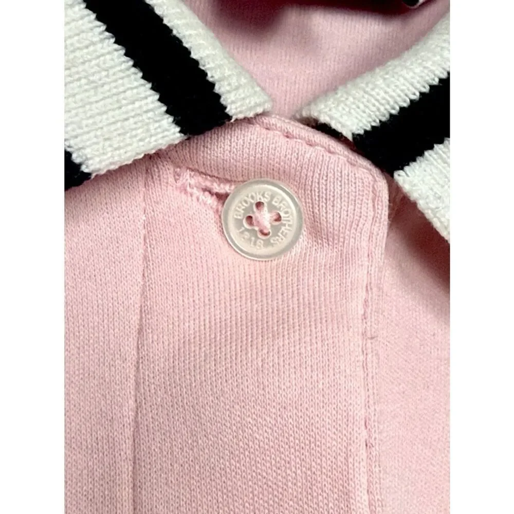 Brooks Brothers Fleece Girls Polo Dress Pink Cotton Sleeveless Stripe Trim M (8)